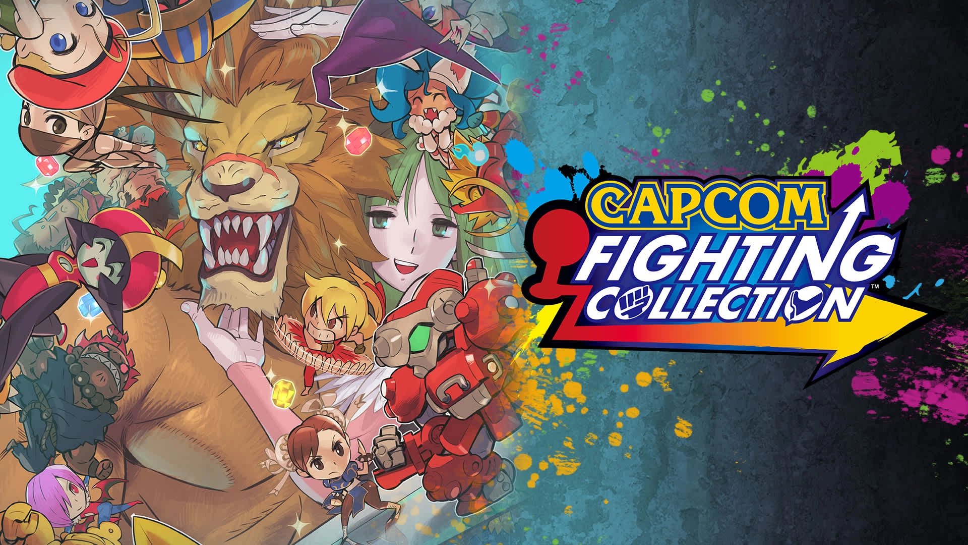 Capcom Fighting Collection artwork featuring colorful characters and action-packed scenes from classic games.
