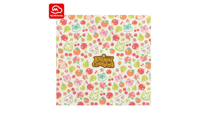 Colorful Animal Crossing-themed bandana with character icons and My Nintendo logo in the corner