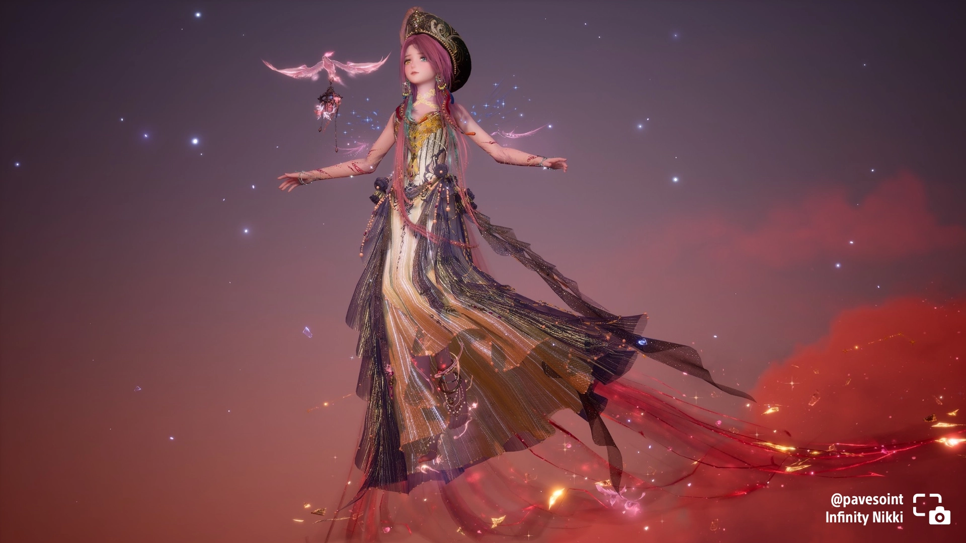 A stunning character from Infinity Nikki, showcasing vibrant attire and magical elements in a captivating pose. #PSshare #...