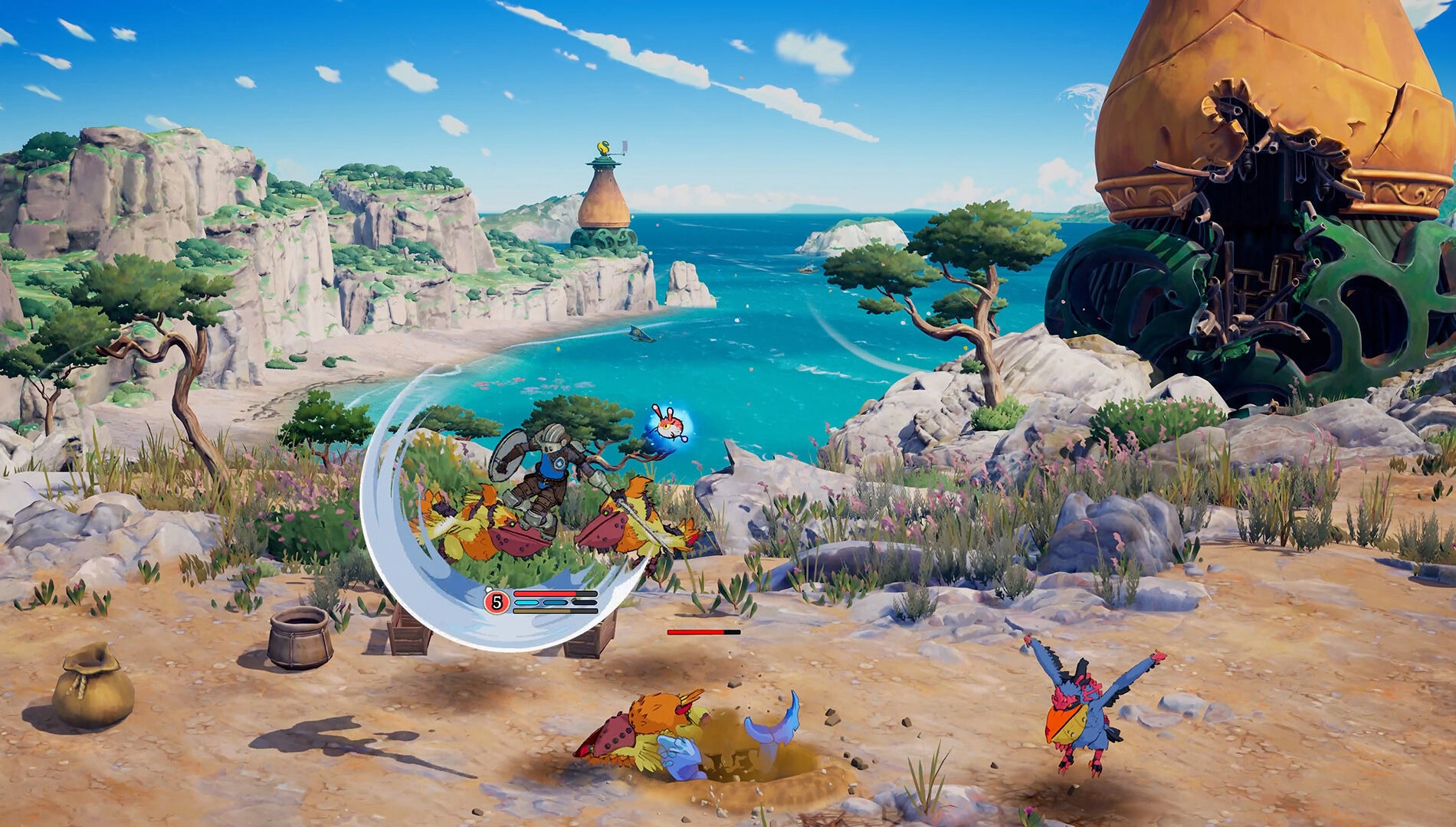 Cooperative side-scrolling action RPG Towerborne: dynamic combat in a vibrant, scenic landscape. Launching February 26, 2026.