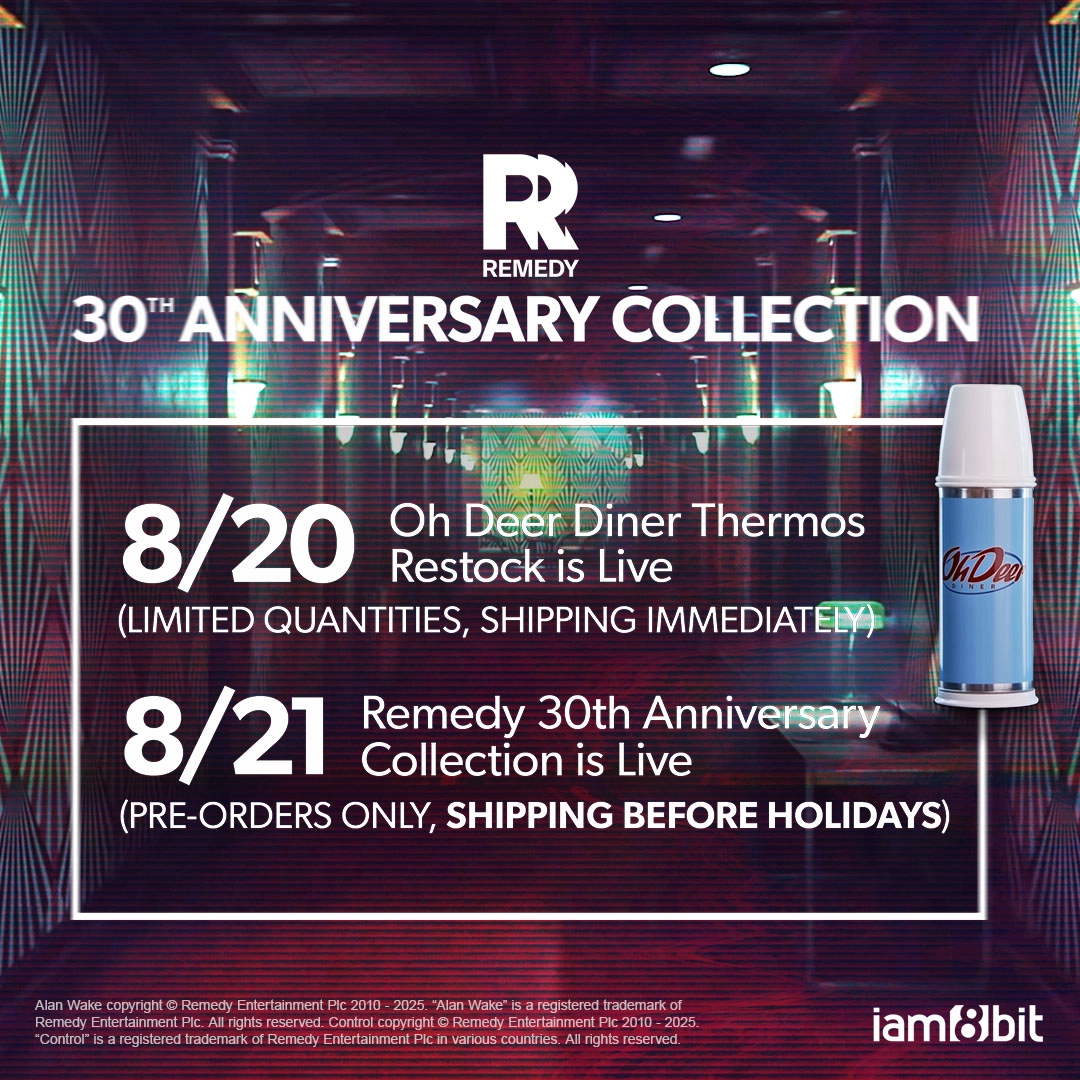 Remedy 30th Anniversary Collection announcement with dates for Oh Deer Diner Thermos and pre-orders