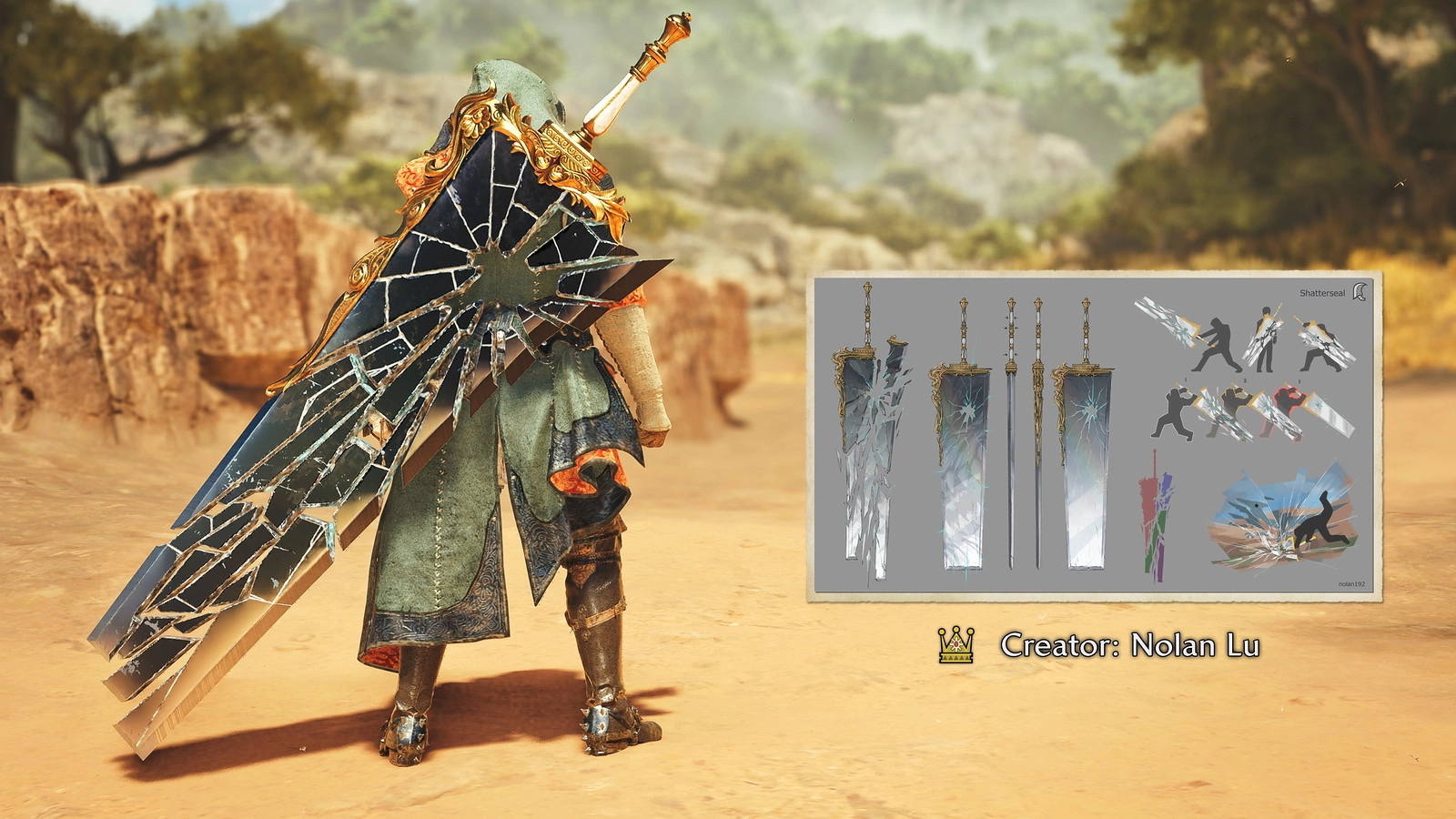 Hunter in Monster Hunter Wilds with a shattered glass-themed sword and cape, showcasing new update content