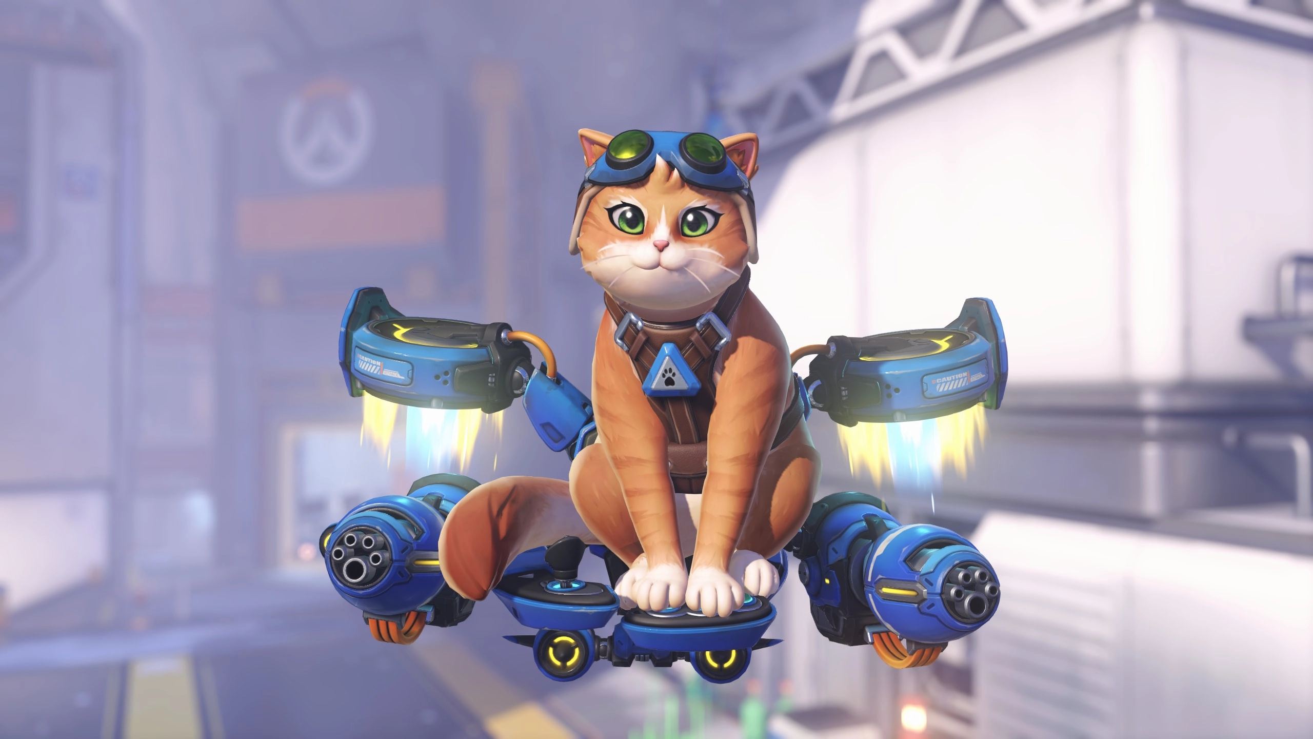 Jetpack Cat hero from Overwatch, equipped with futuristic jetpack, ready for battle in Talon's Reign