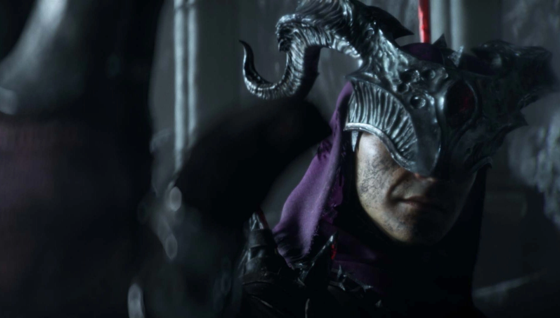 A mysterious figure in a horned mask from Diablo universe, hinting at new updates for Blizzard's 35th anniversary